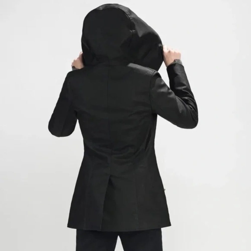 M0851 SHAWL HOODED JACKET COATED COTTON